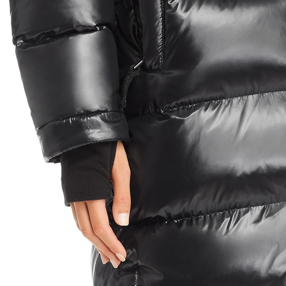 Aqua Glossy Hooded Puffer Jacket S - Picture 3 of 4